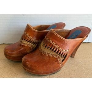 VTG Womens Sz‎ 6 Wild Pair Heels Brown Hurachi Hippy